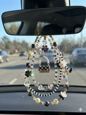 Gold and Purple Beaded Key Charm Necklace